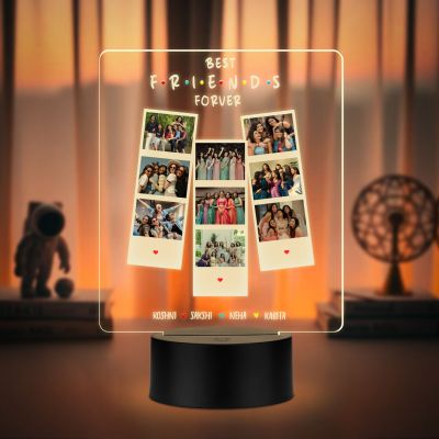 Personalized Best Friend Forever Photo Collage LED Lamp with Warm White Light Birthday Gift for Bestie Memorable Gift for Friends